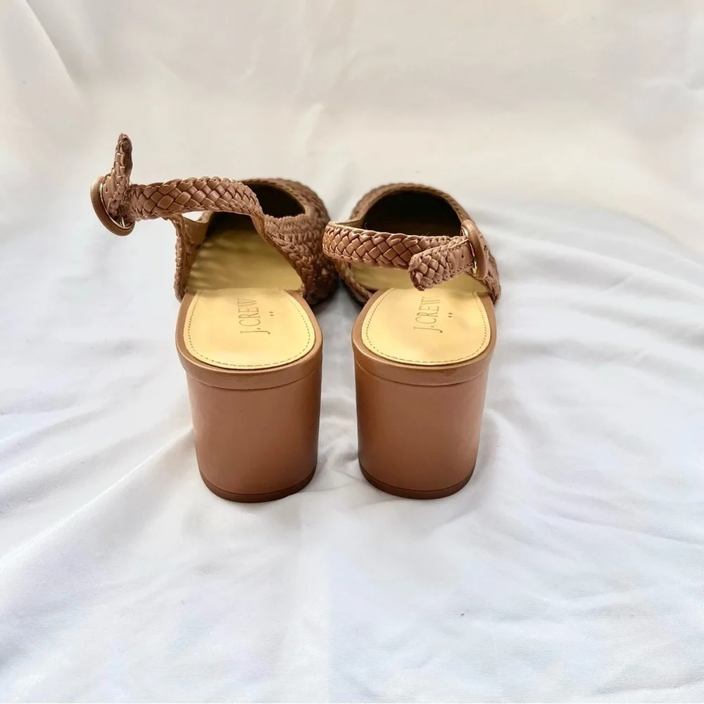 J.CREW | NWOT CAMEL BROWN WOVEN SLINGBACK PUMP HEELS SIZE 9